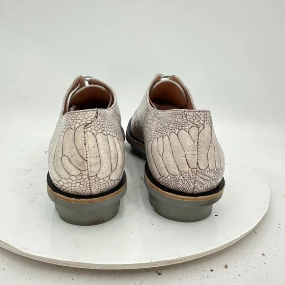 Robert Clergerie Men Size 9B White Grey Snake Pattern Leather Derby Shoes - Picture 5 of 12